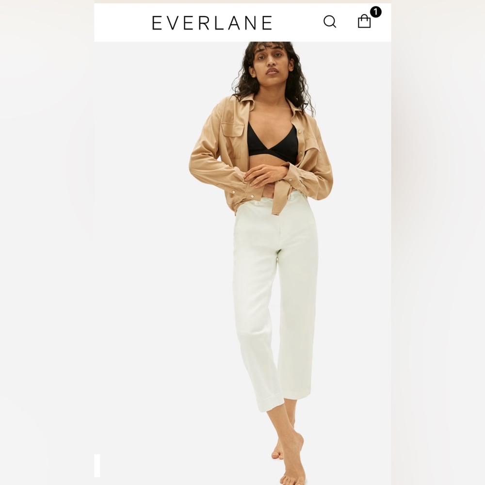 White Everlane straight-leg crop.